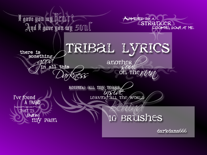 Tribal lyrics text brushes by darkdana666 on deviantART