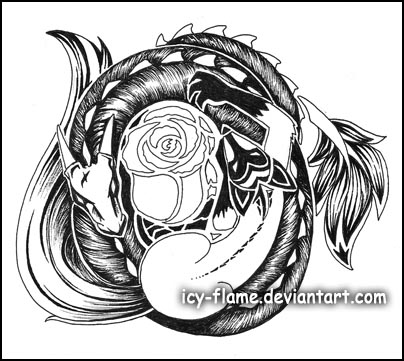 Dragon-Fox-Rose tattoo by *Icy-Flame on deviantART