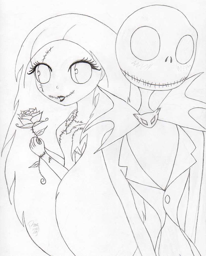 jack and sally coloring pages printing - photo #16