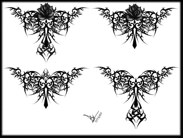 Gothic Tribal Rose Tattoo LB by Quicksilverfury on deviantART