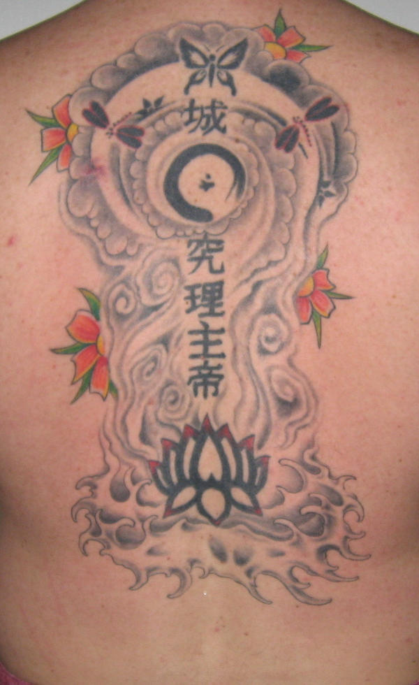 Lotus Enso Back Tattoo by