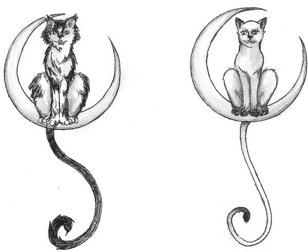 Cat in moon tattoos by Kaaji13 on deviantART