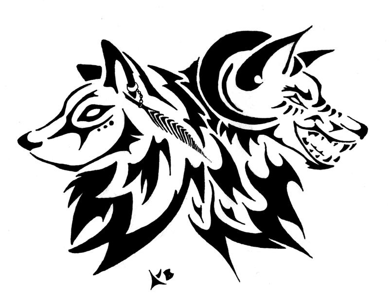 Good and Evil Wolf Tattoo Designs