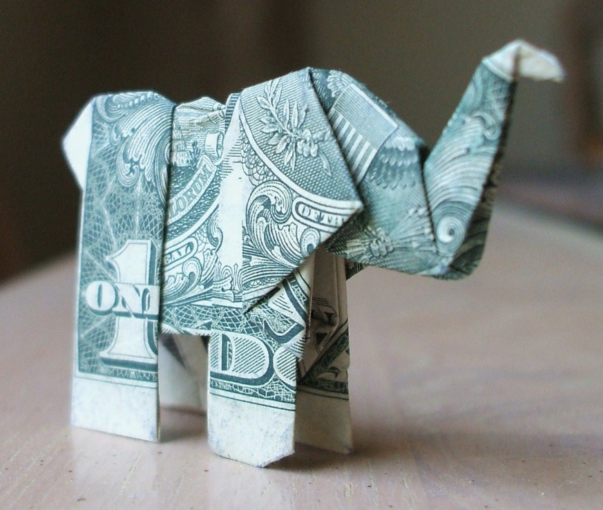 how to make money origami elephant