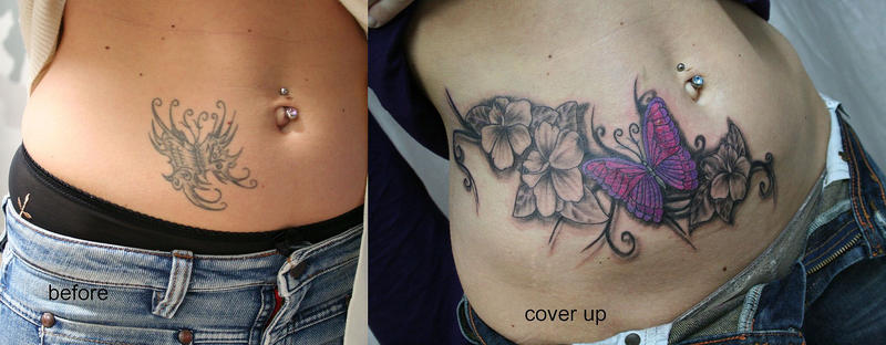 Butterfly Flower Cover up TaT | Flower Tattoo