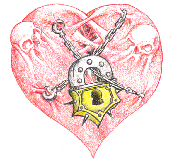 heart tattoos on chest. Heart Lock Tattoo 2 - chest