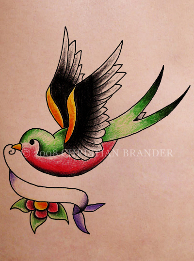 Swallow Tattoo Swallow w banner by ~brander on deviantART