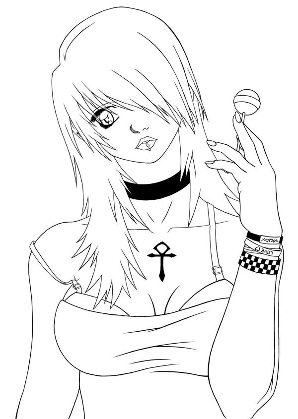 Emo Anime Girls Coloring Pages Sketch Coloring Page