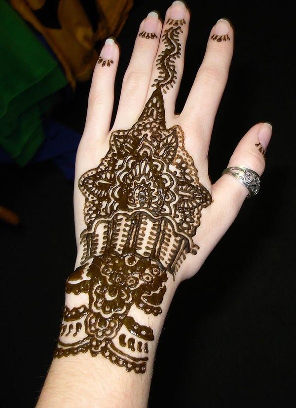 Henna hand painted design is