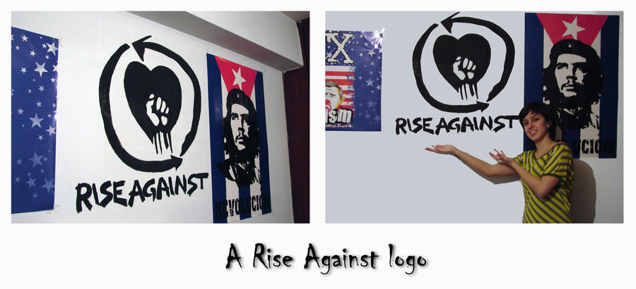 rise against logo. Rise Against logo on a wall by