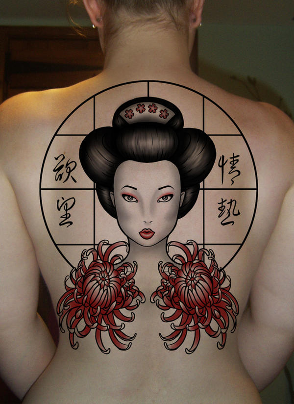Geisha Back Tattoo | Flower Tattoo