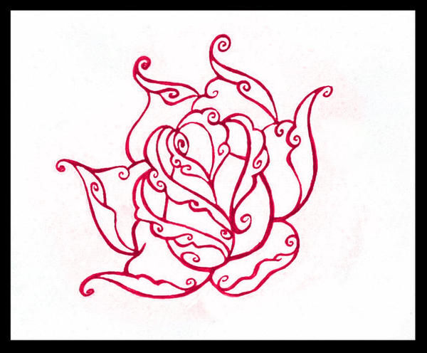 Swirly Rose Tattoo Design by