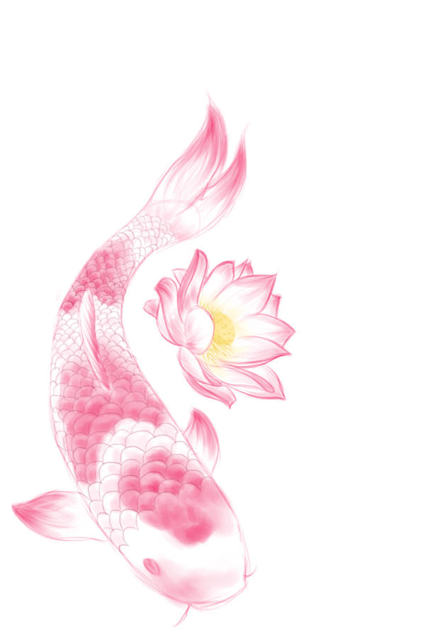 Koi and Lotus Tattoo Design by