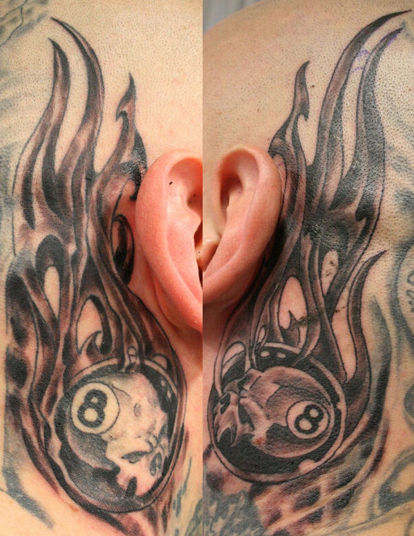 8 ball tattoo. 8 Ball Tattoo behind the ear