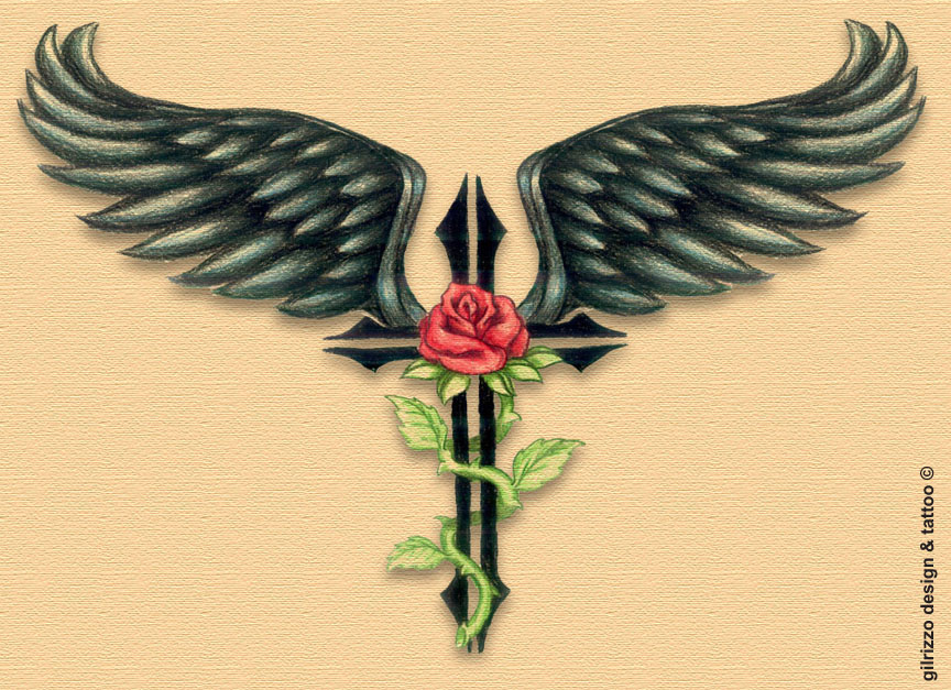wings cross and rose by
