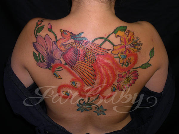 phoenix with flowers | Flower Tattoo