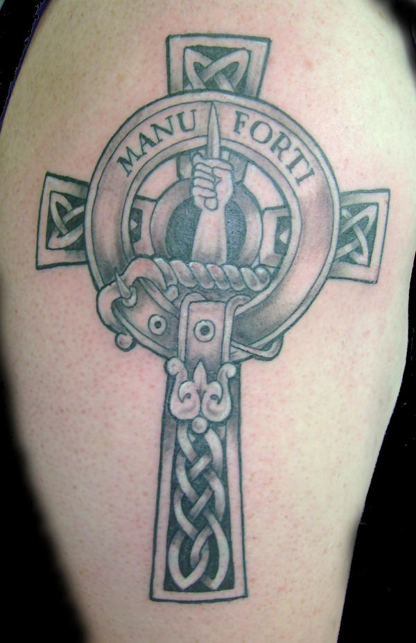 cross tattoos Celtic cross with Clan Badge