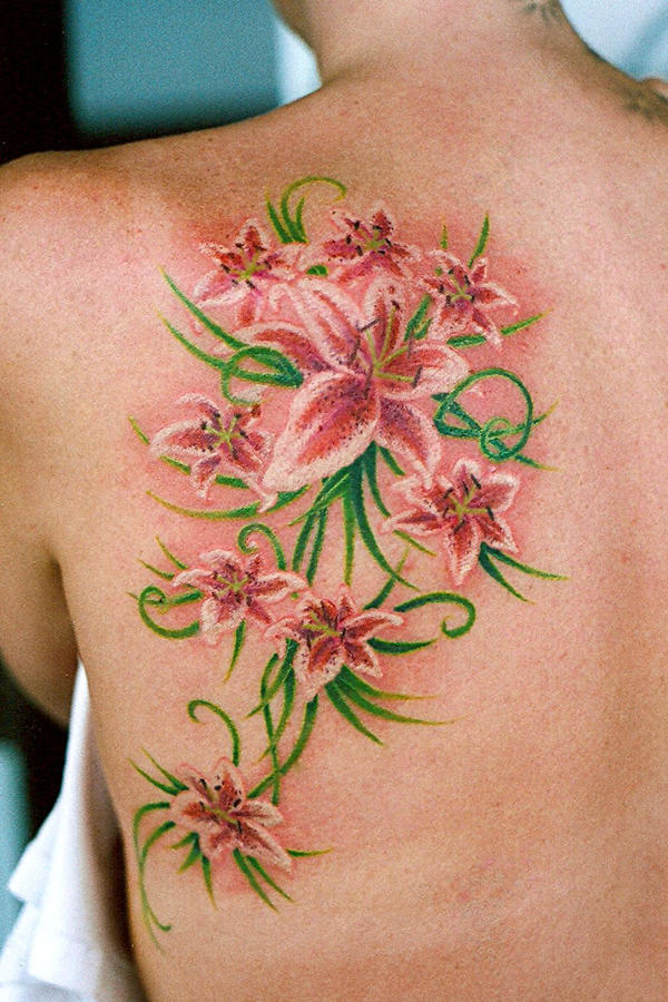 Lillies On Shoulder Blade - shoulder tattoo