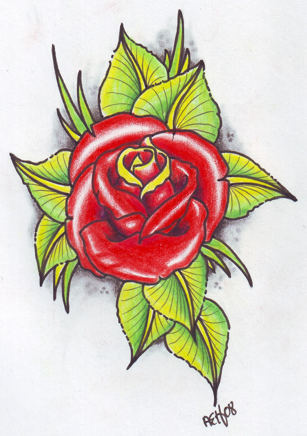 Neo Trad Rose tattoo flash by ~vikingtattoo on deviantART