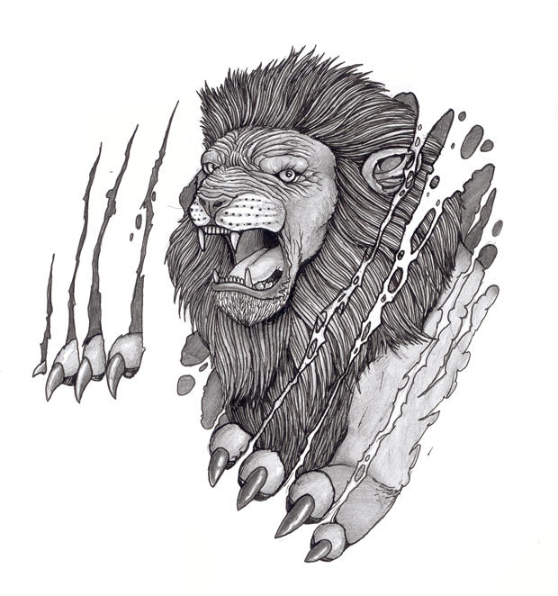 Tattoo Design: Lion And Skin by ~tjiggotjurring on deviantART