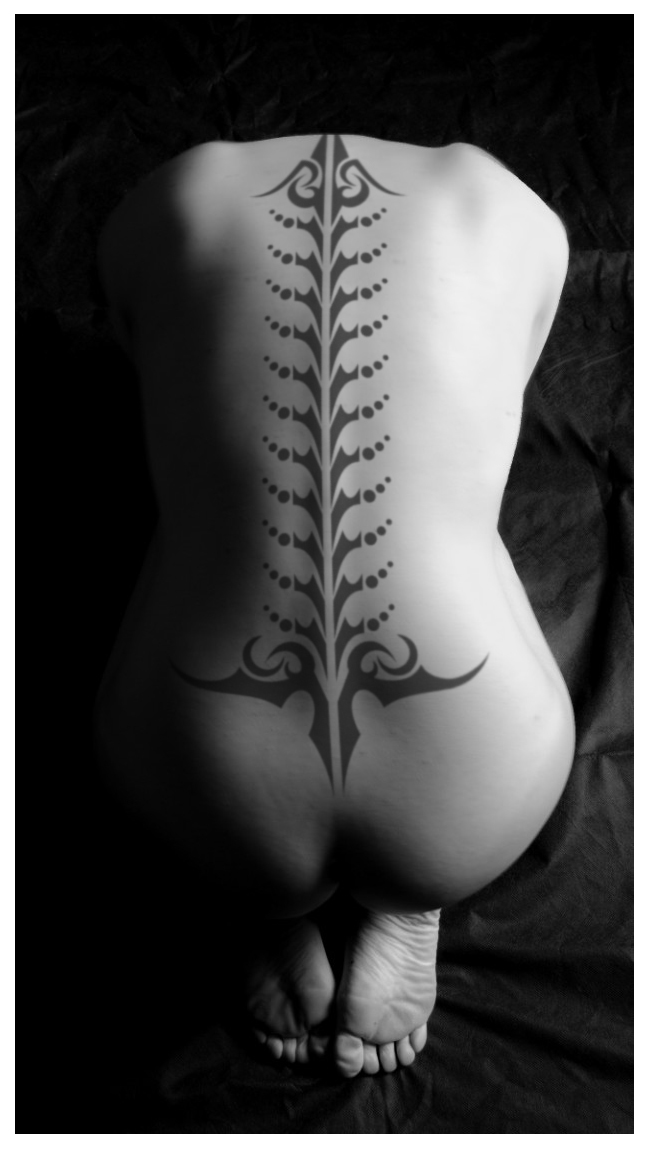 Superimposed tattoo Spine