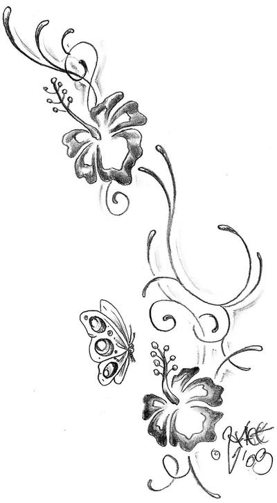 Climb hibiscus Tattoo design | Flower Tattoo