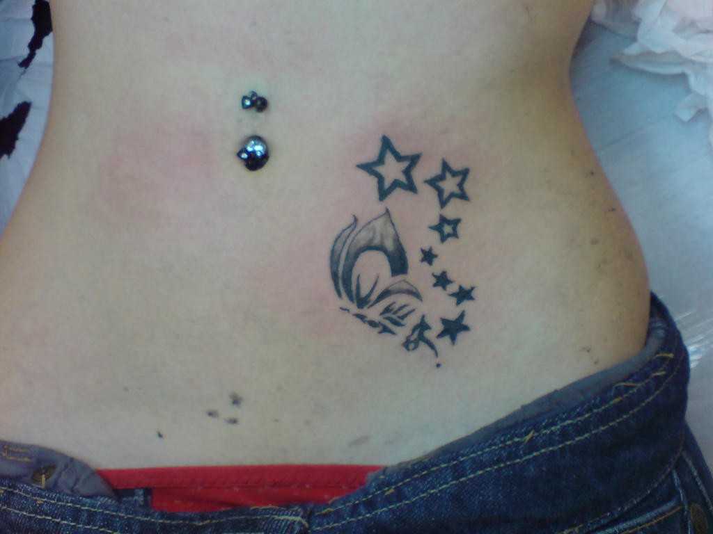 Butterfly And Stars Tattoo By