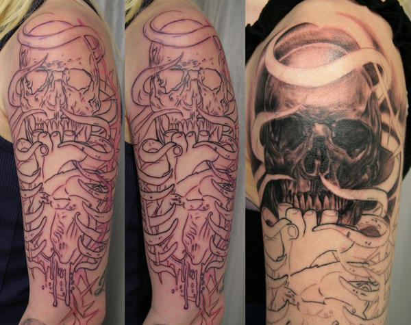 skull face tattoo. house skull face tattoo. Man With Skull Tattoo On Face. skull face tattoo.