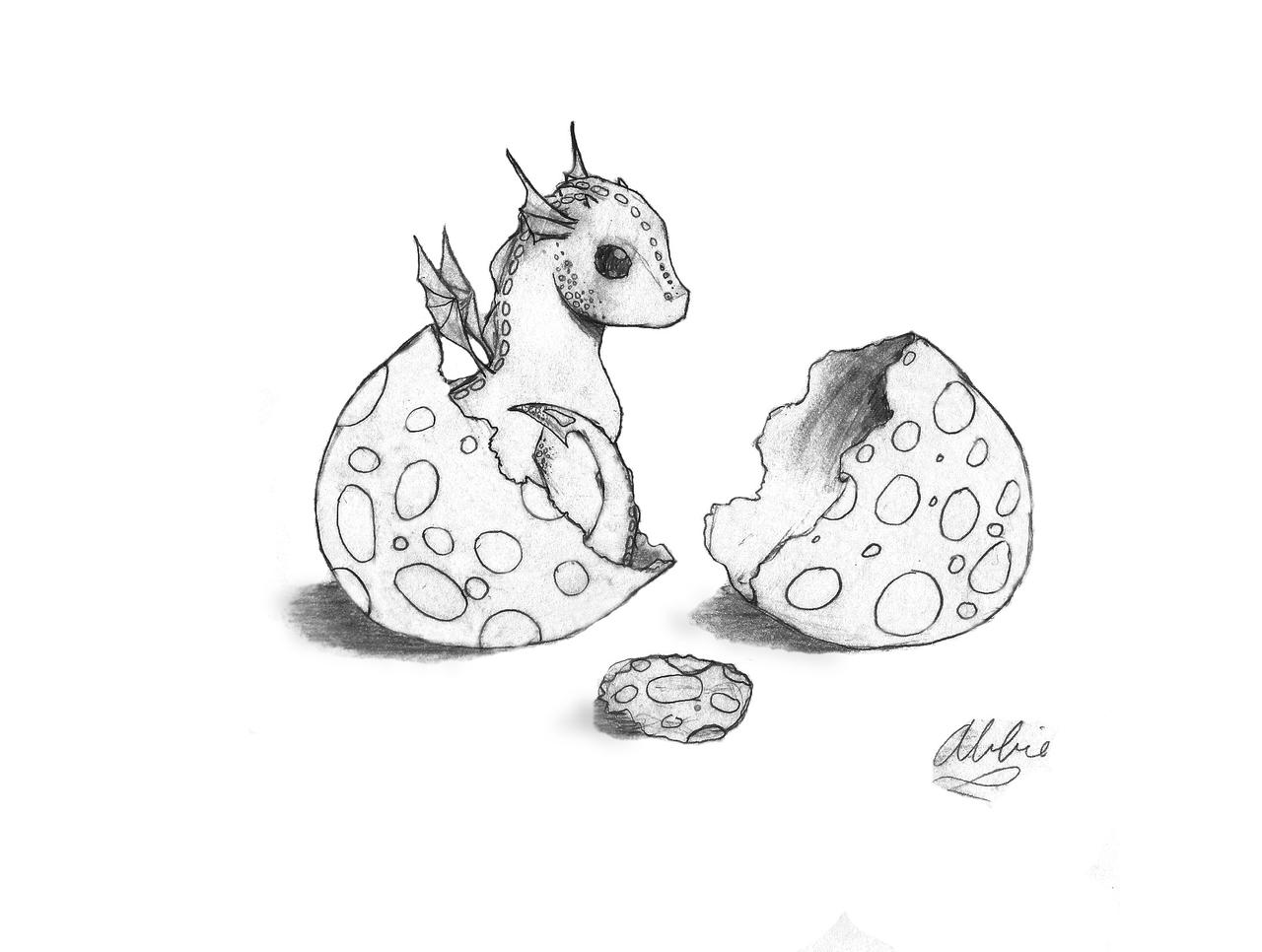 drawings of baby dragons hatching
