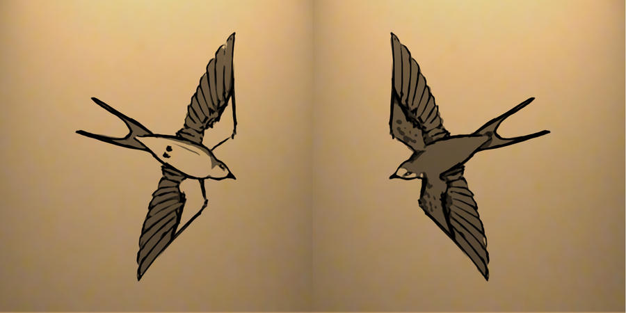 Flying Swallows Tattoo Designs