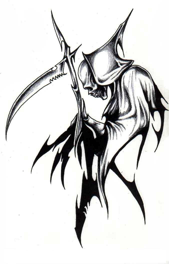 grim reaper tattoo design. Tribal Grim Reaper Tattoo by ~silent-anger on 