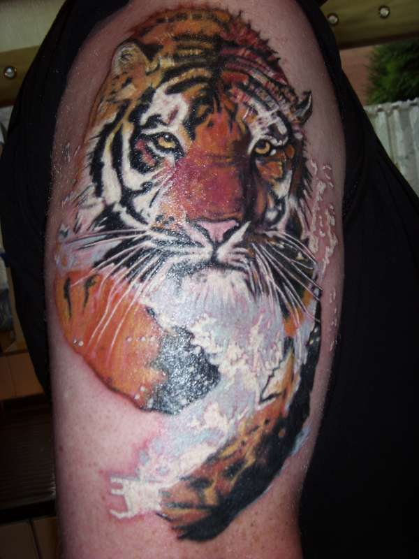 running tattoos. tiger tattoos. Running Tiger