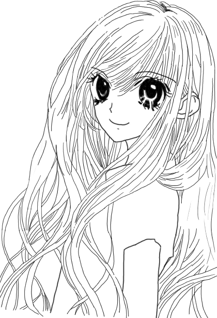Long Hair Cute Anime Coloring Pages