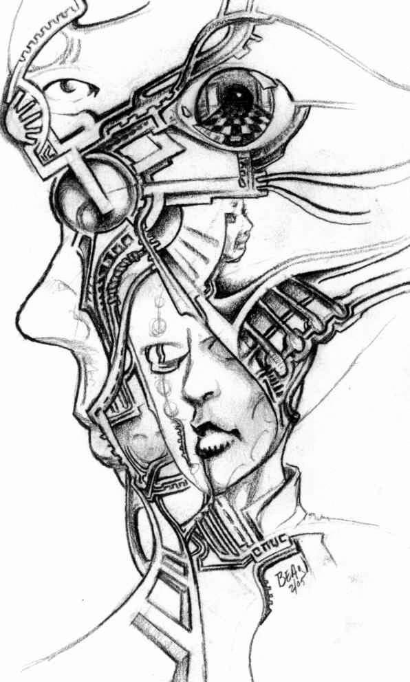 biomechanical faces by egvoidl on deviantART