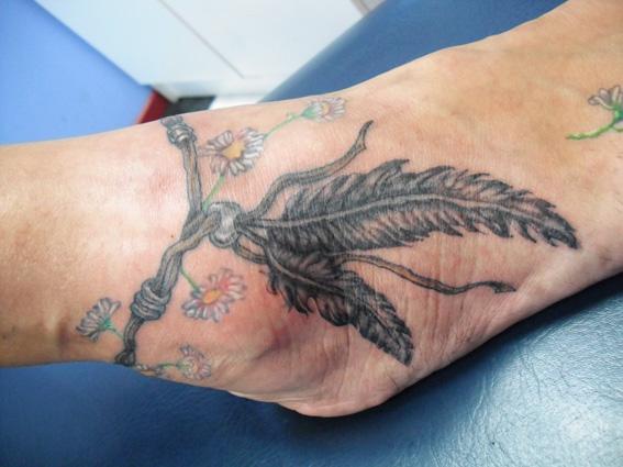 Feather Anklet Foot Tattoo