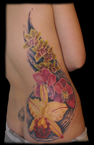 flower tattoo Orchids on a Back