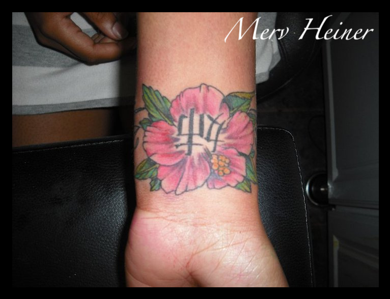 Hibiscus Flower and Kanji | Flower Tattoo