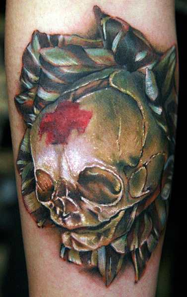 skull rose - dragonfly tattoo