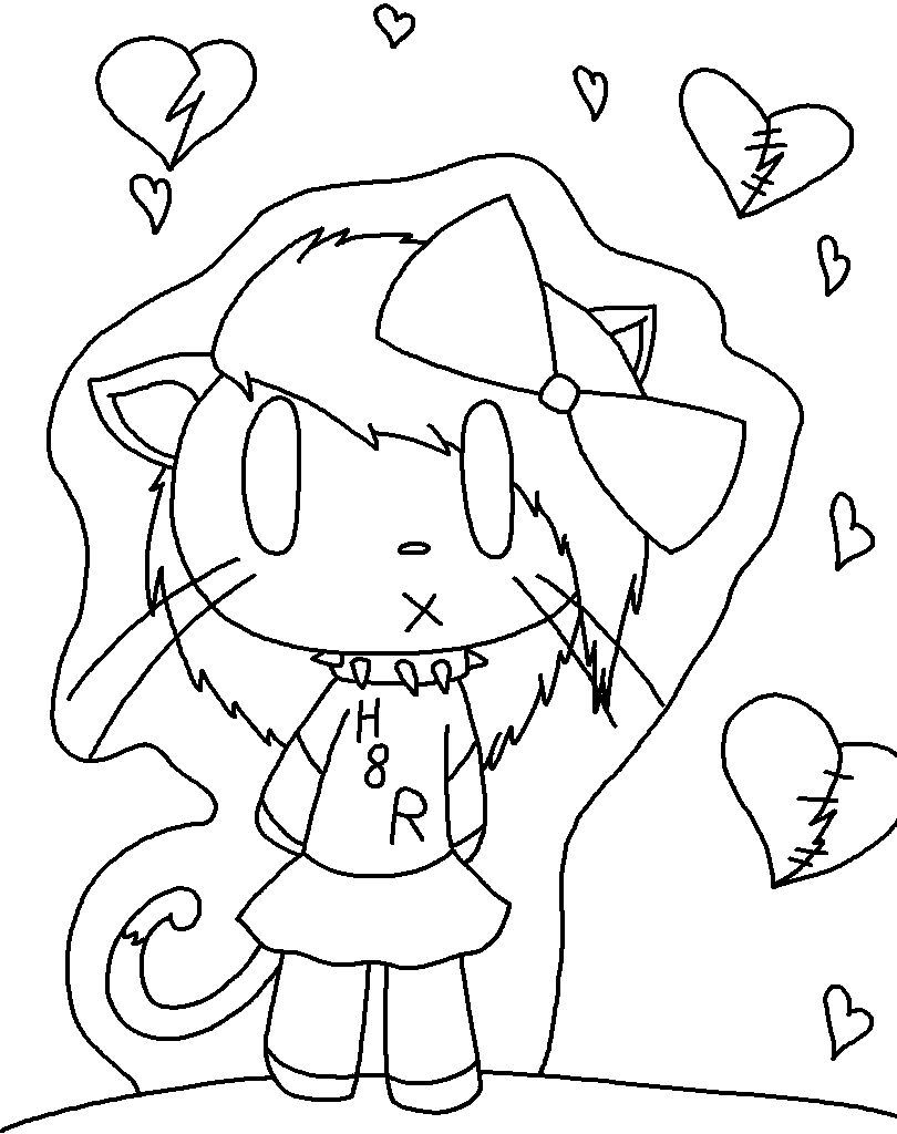 Emo Hello Kitty lineart by jkcafe on DeviantArt