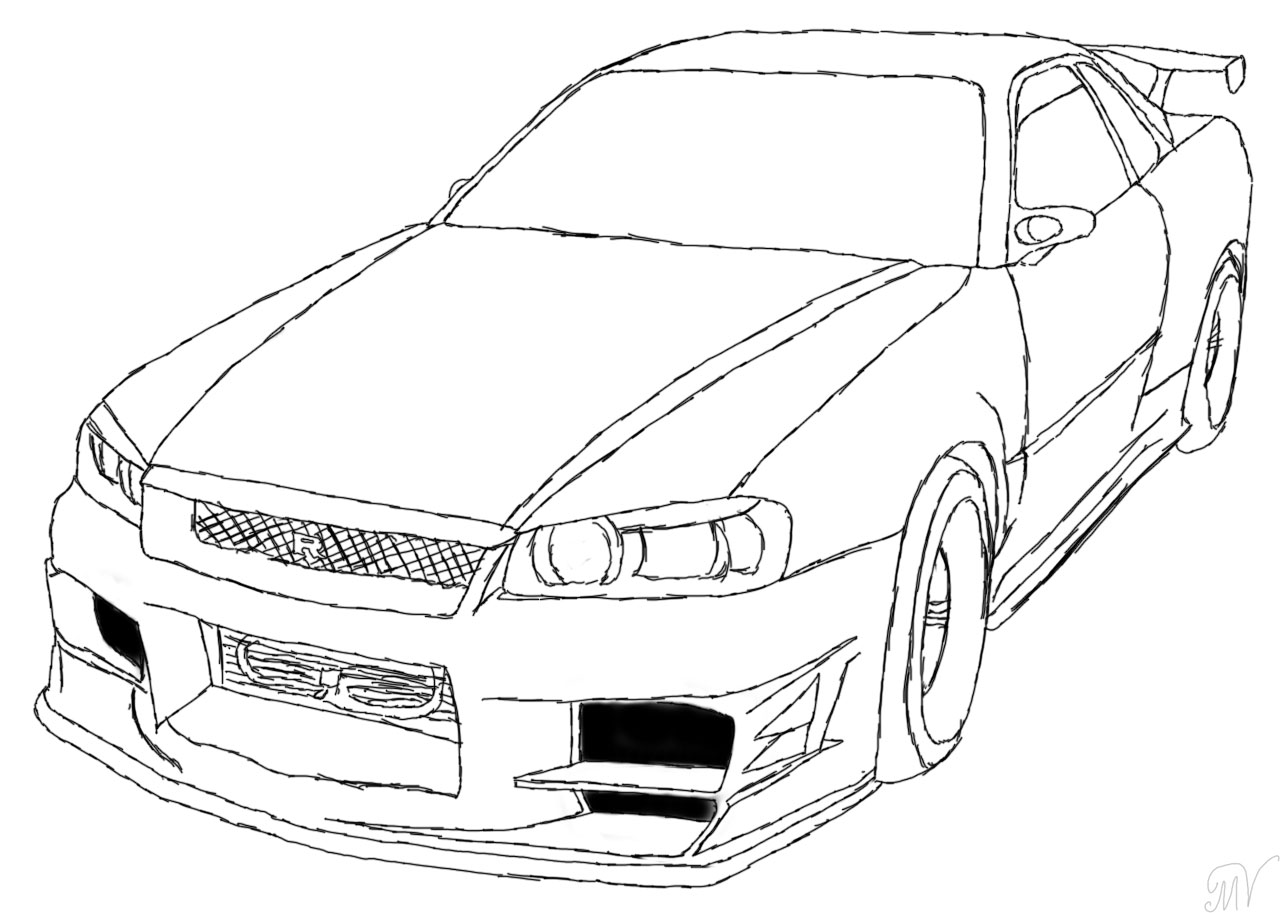Nissan Gtr R34  Free Coloring Pages
