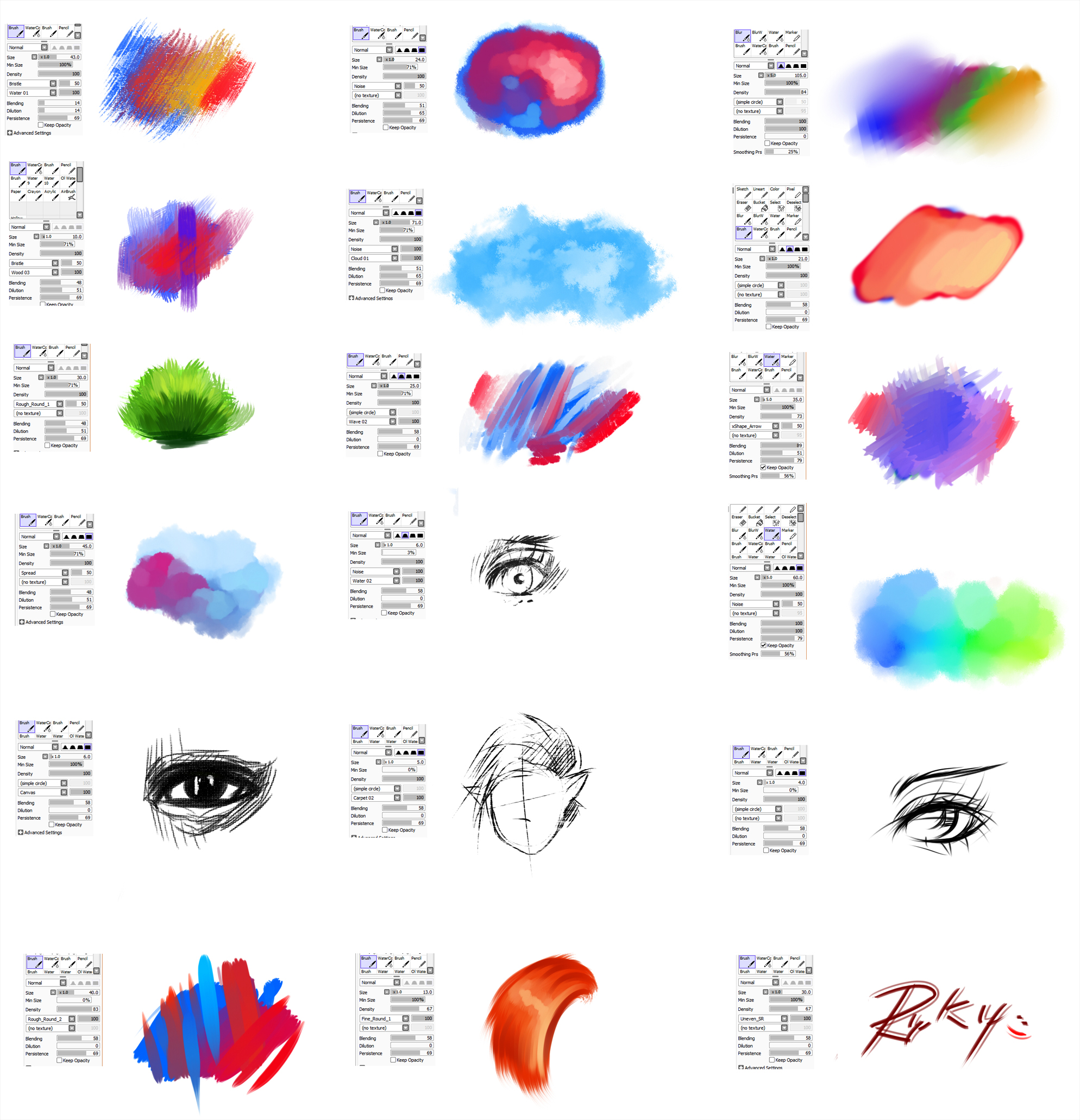 Hair Brushes For Paint Tool Sai