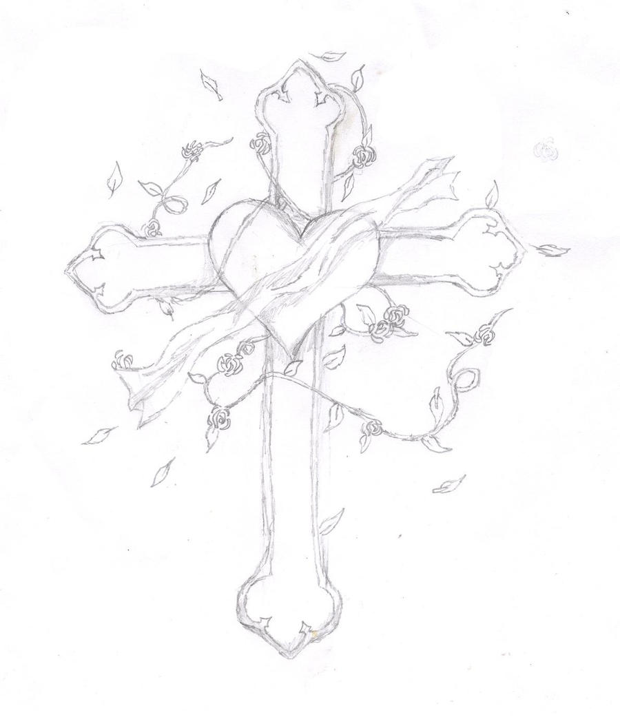 a cross with roses by