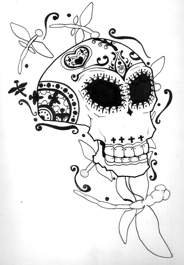 candy skull tattoo. dragonfly tattoo. Candy Skull