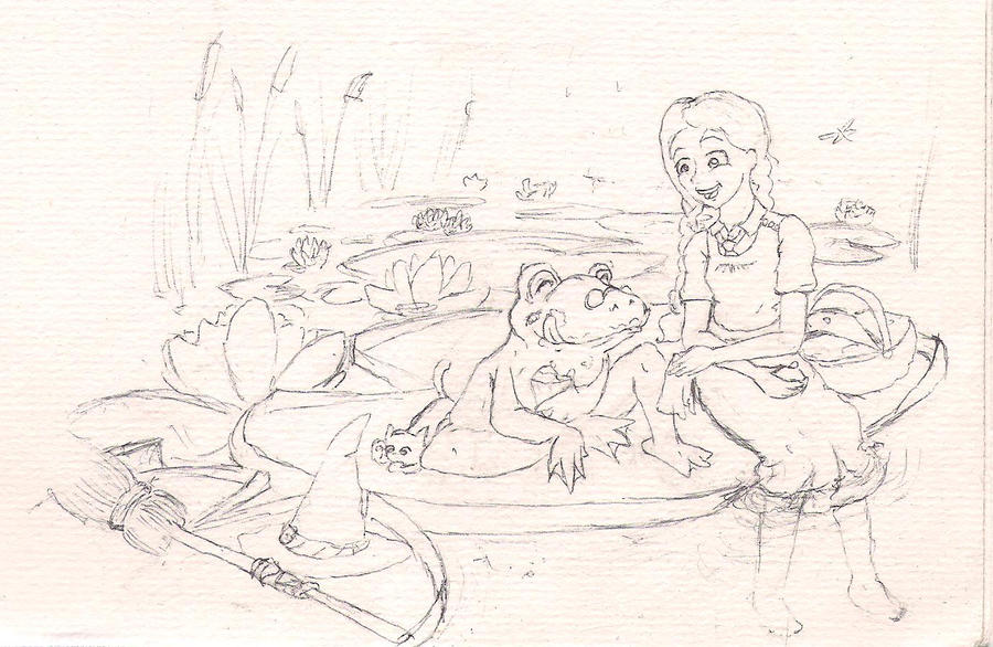 Фанарт по "Самой плохой ведьме" - Страница 4 WIP_Mildred_and_the_Frog_by_RainbowAquila