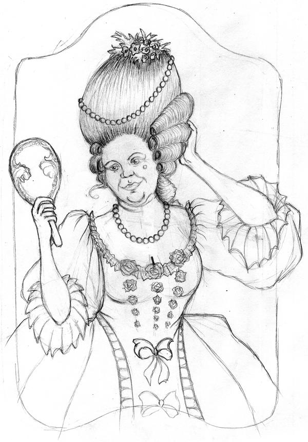 Portrait Baroque woman Sketch