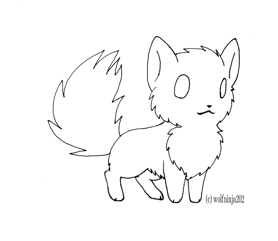 anime wolf lineart. Chibi Wolf Lineart 2 by