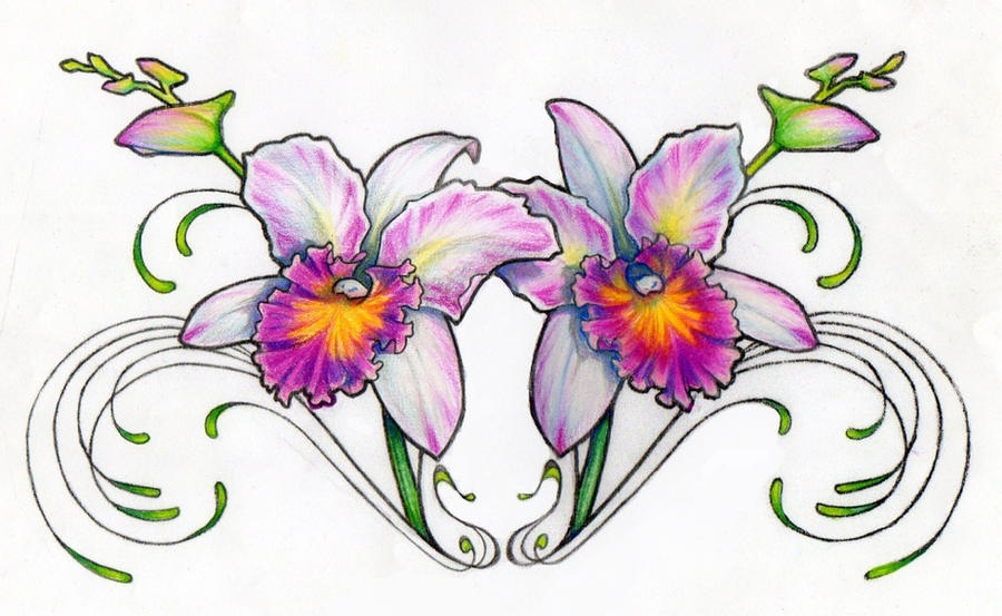 Orchid Chest Tattoo Design by ShantiCameron on deviantART