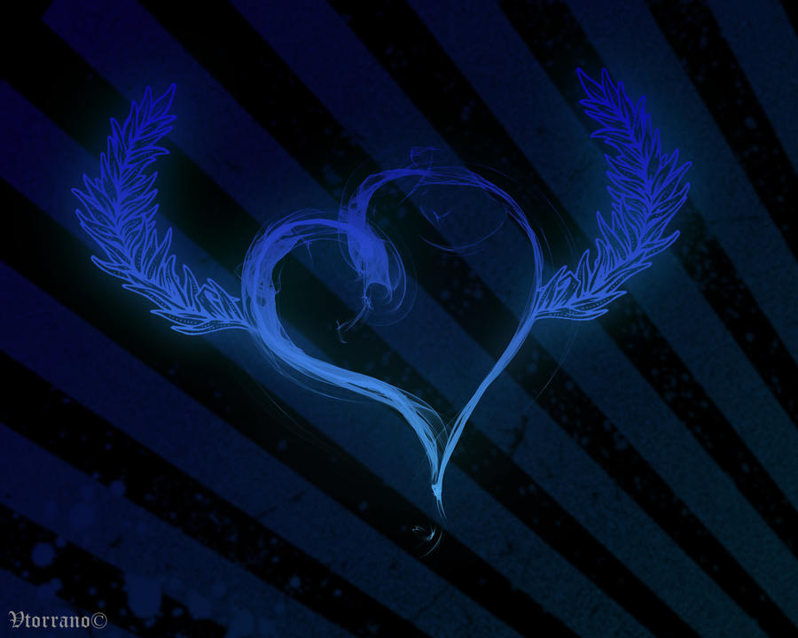 wallpaper blue heart. Blue Flying Heart wallpaper.