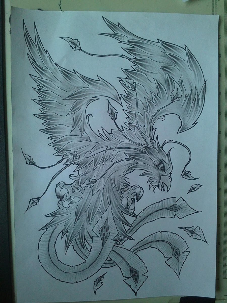 phoenix tattoo design shaded