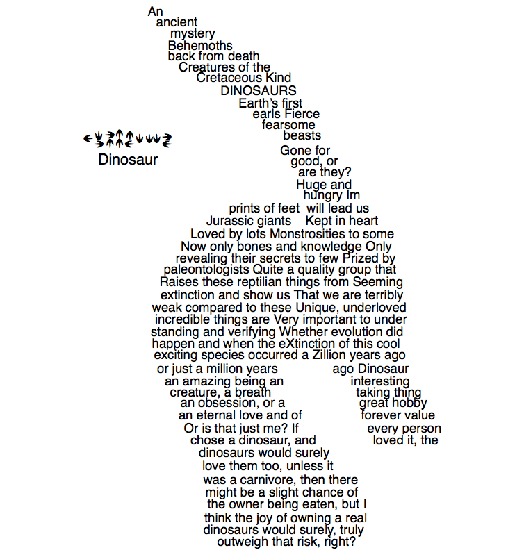 Dinosaur Shape Poem By TigerLivi